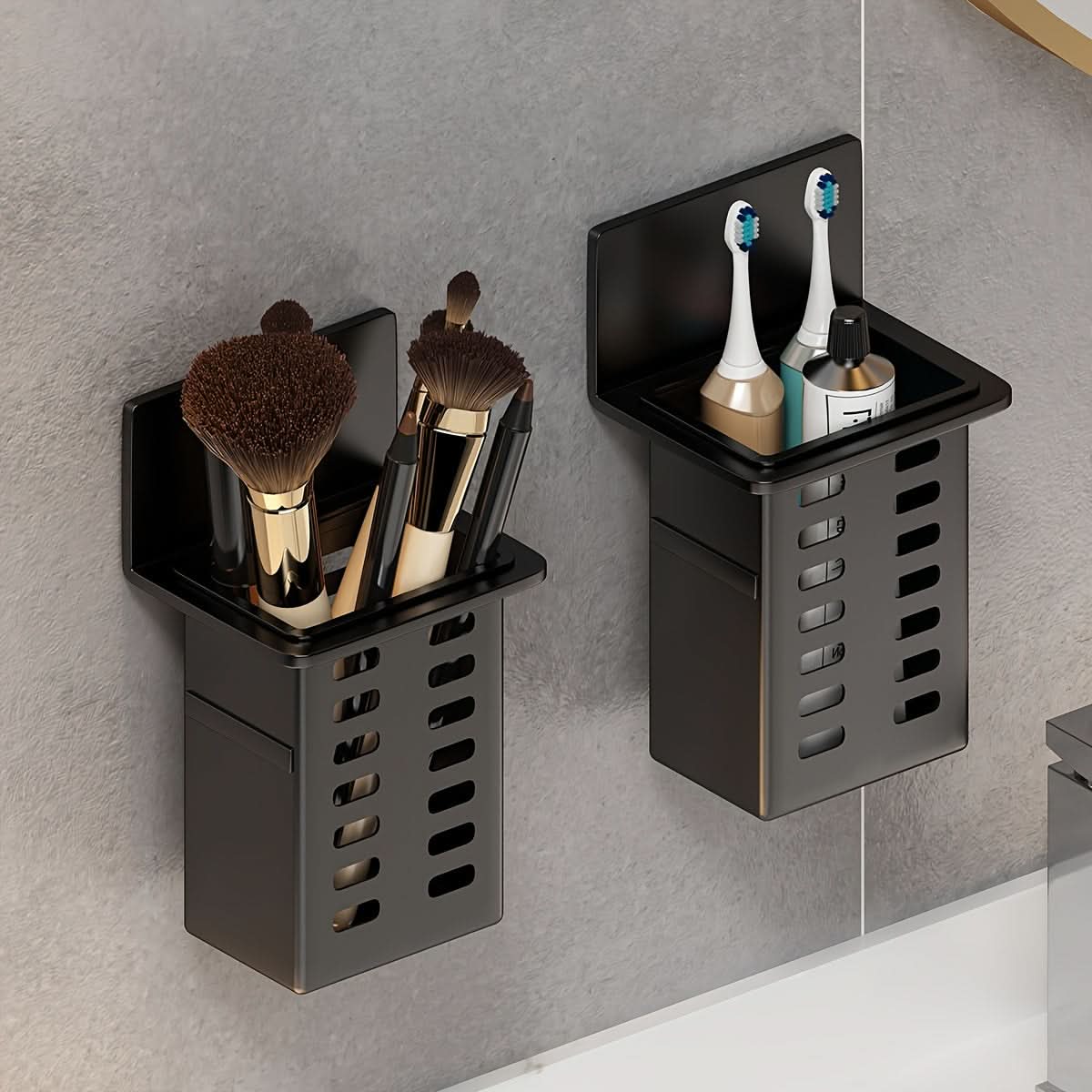 Wall-Mounted Toothbrush & Essentials Storage Rack