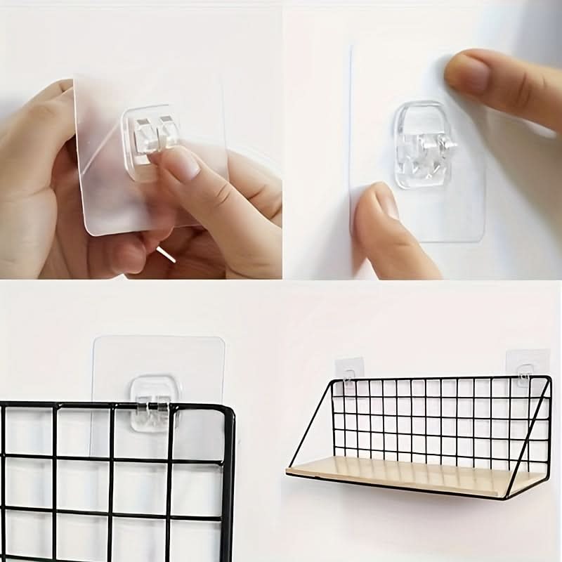 Metal Wall-Mounted Storage Rack - Floating Shelf, Punch-Free Hanging Organizer