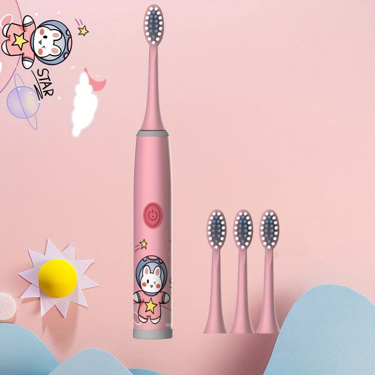Kids Electric Toothbrush with 4 Brush Heads, Soft Bristles