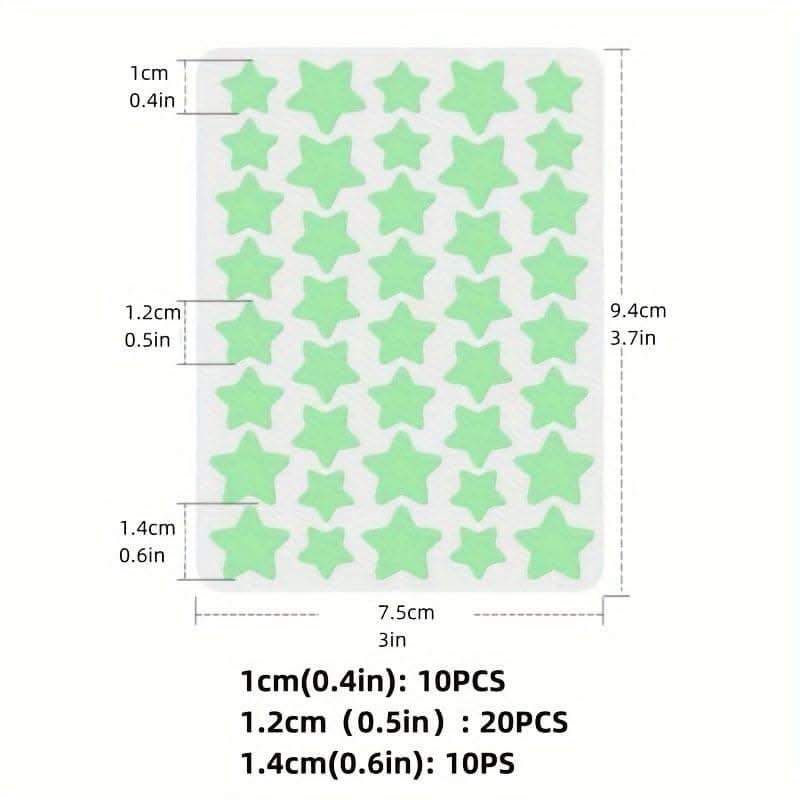 Single Pack of 40 Colorful Star & Heart Acne Patches - Skin-Safe Hydrocolloid Pimple Stickers