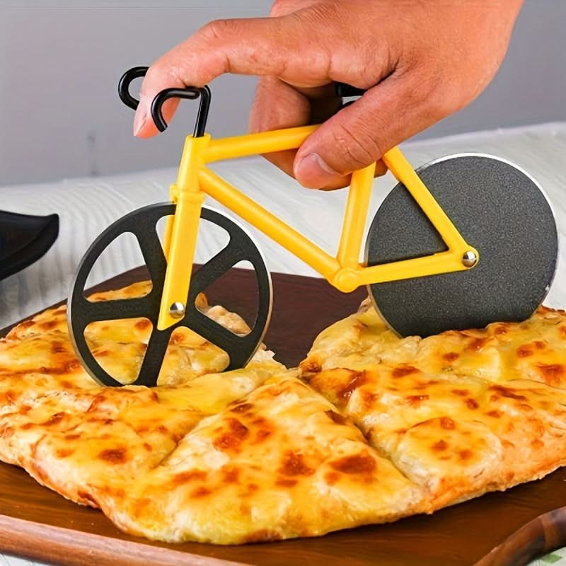 Bicycle-Shaped Pizza Cutter with Dual Stainless Steel Wheels