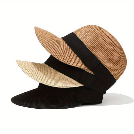 Women's Straw Sun Visor Hat – Wide Brim, UV Protection, Breathable & Stylish