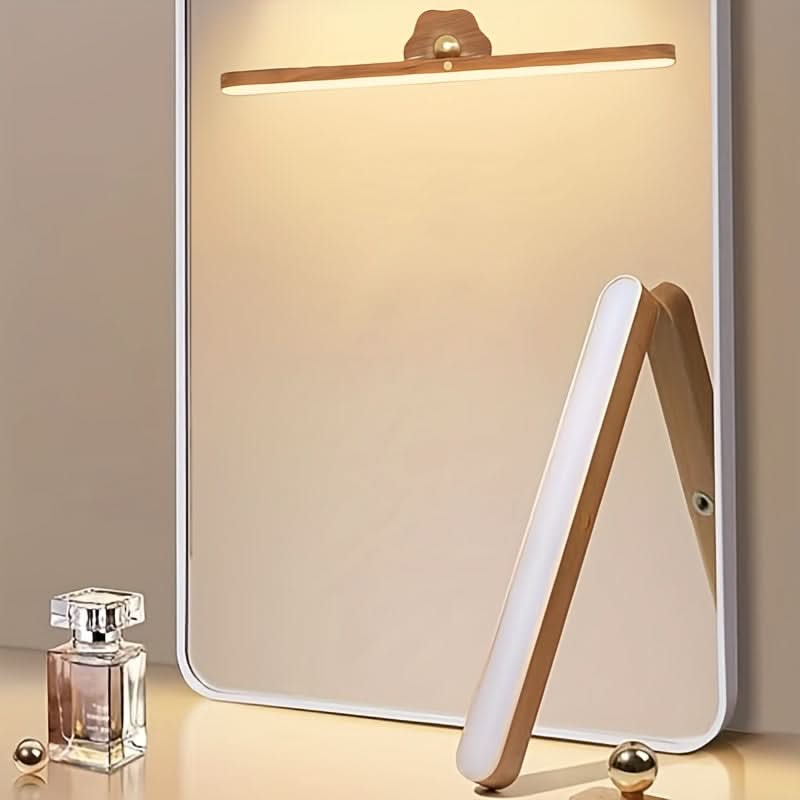Rechargeable LED Mirror Light with Wooden Finish