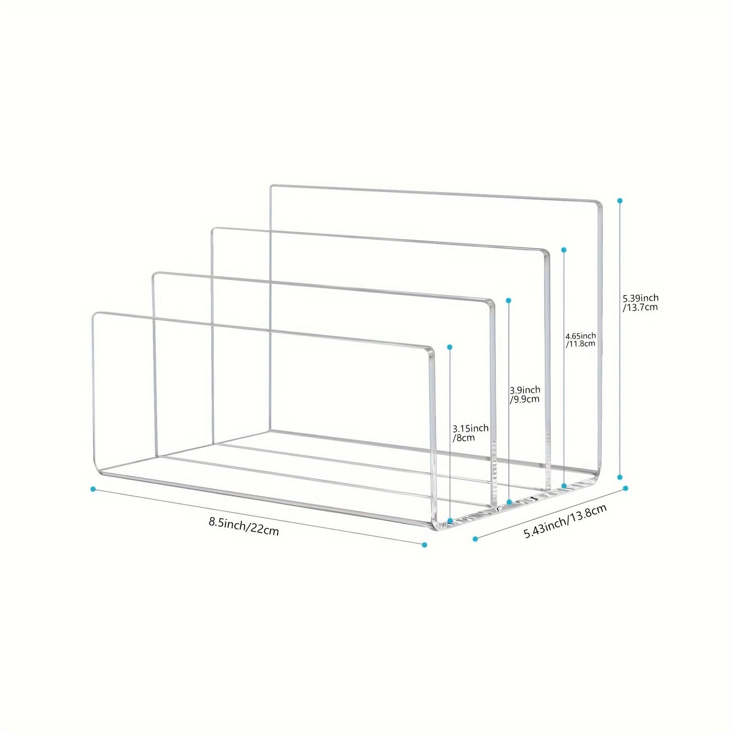 Clear Acrylic Desk Organizer with Stapler Holder, File Sorter for Office