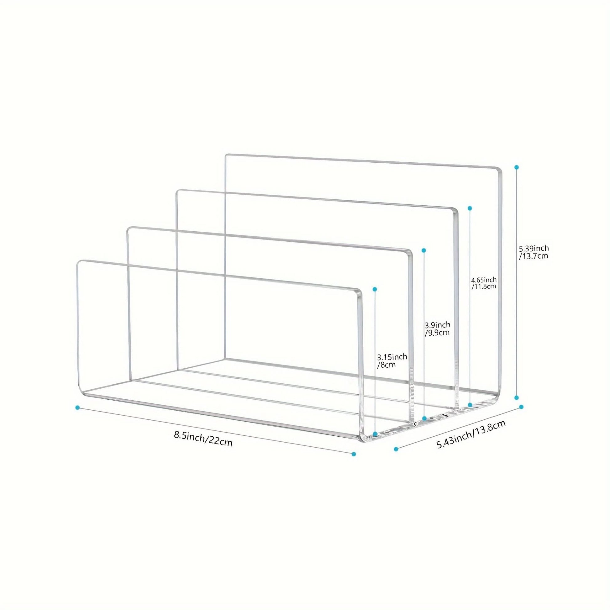 Clear Acrylic Desk Organizer with Stapler Holder, File Sorter for Office