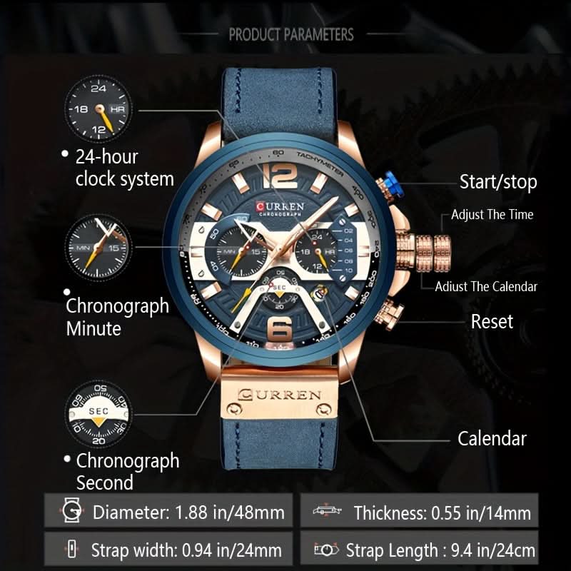Men's Business Chronograph Watch – Waterproof Analog Quartz Wristwatch