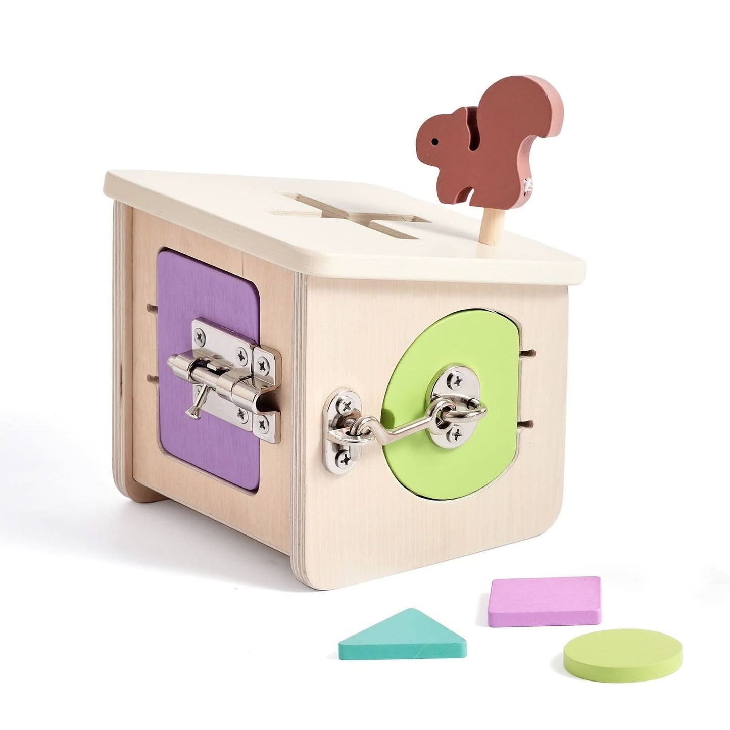 Wooden Shape Sorting Lock Box Toy – Early Education Activity Set for Toddlers
