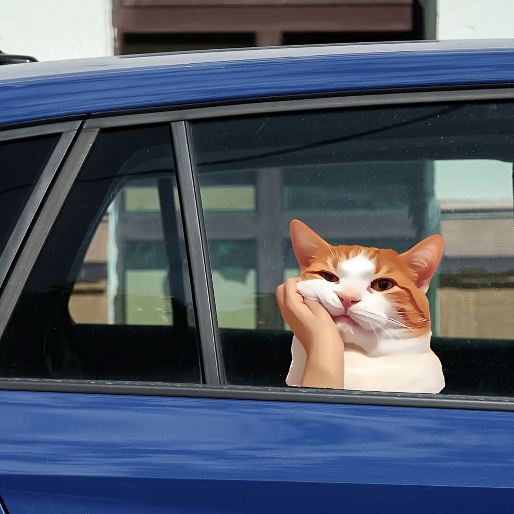 Cute Orange Cat Window Decal – Fantasy Animal Sticker for Car & Home Décor