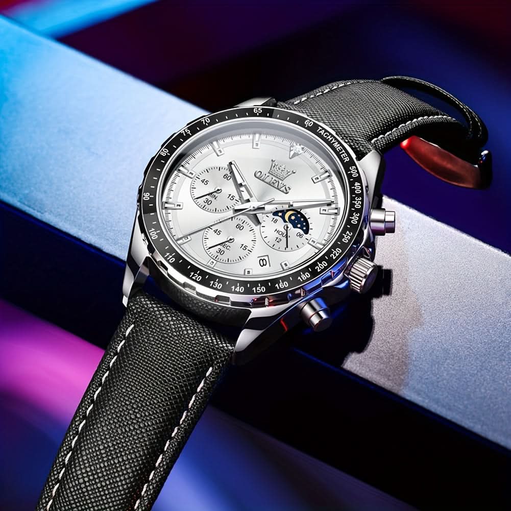OLEVS Men's Luxury Chronograph Moon Phase Watch