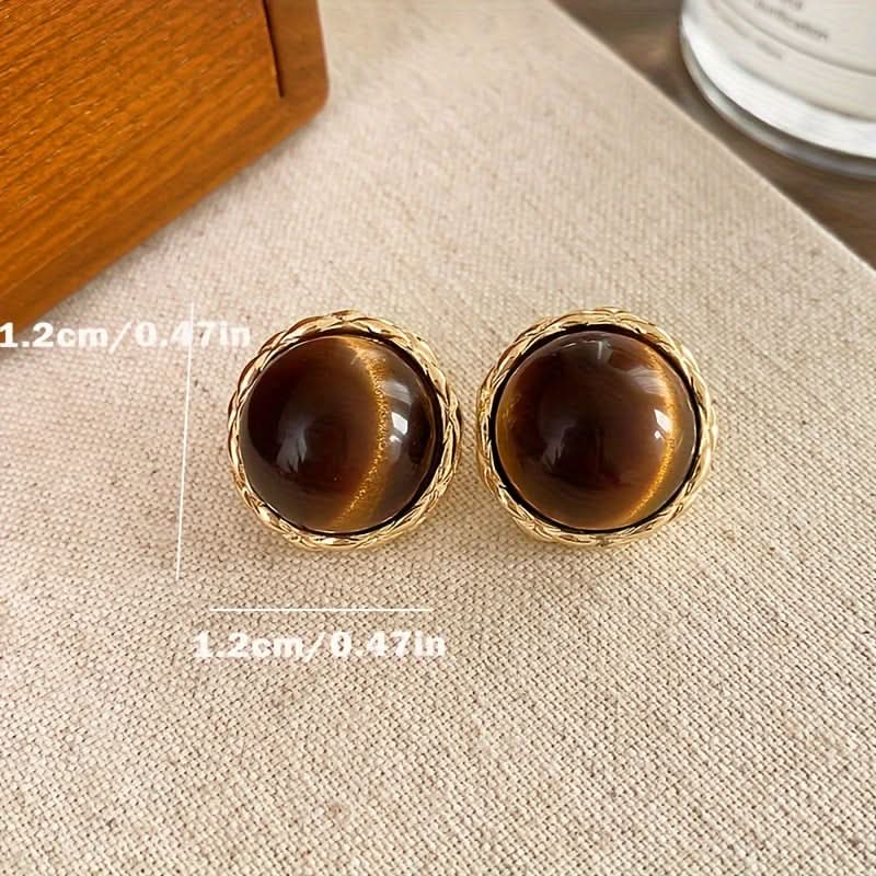 Vintage Amber Cat Eye Resin Earrings Set