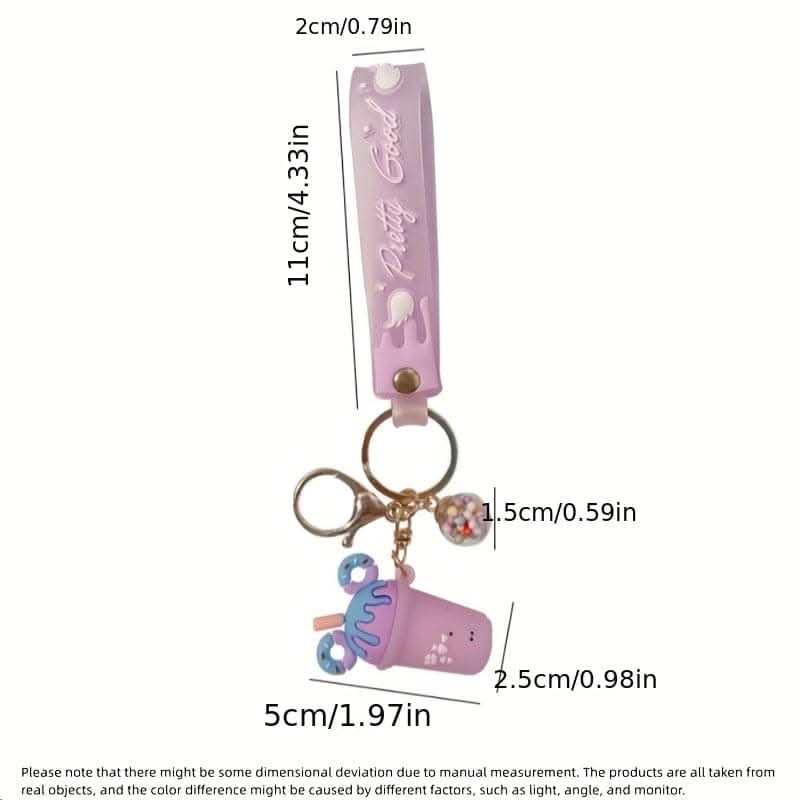 Cute Candy Color Ice Cream Cup Keychain – Silicone
