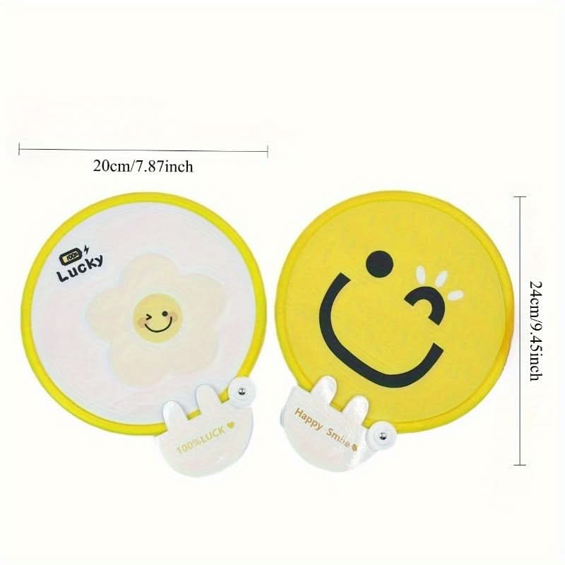 2pcs Cute Cartoon Face Handheld Fans – Portable Foldable Plastic Fan