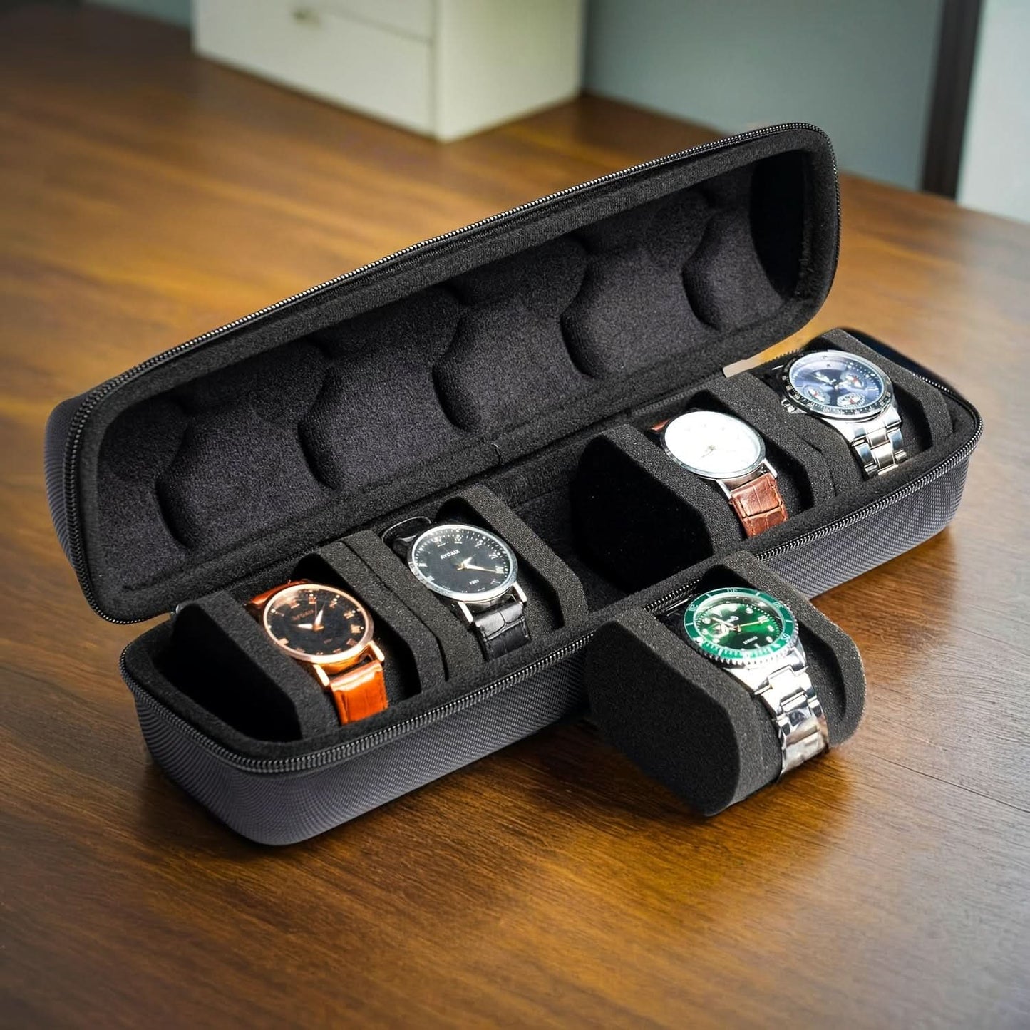 5-Slot Watch Travel Case with Foam Pillow