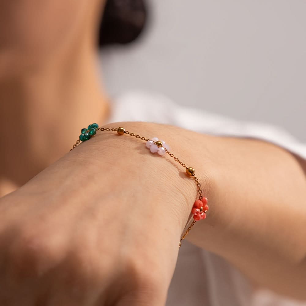 Boho Floral Chain Bracelet for Women