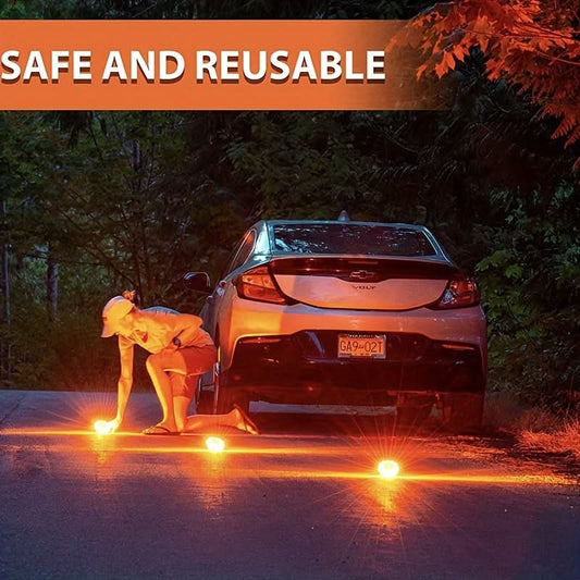 LED Road Flares – Emergency Flashing Safety Lights with Hook & Magnet