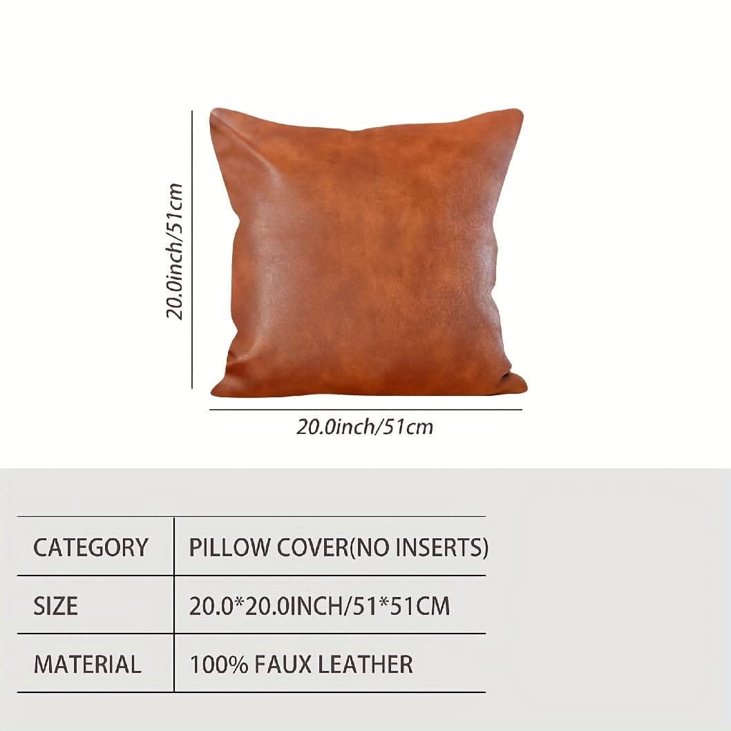 Set of 4 Luxurious Faux Leather Boho Throw Pillow Covers