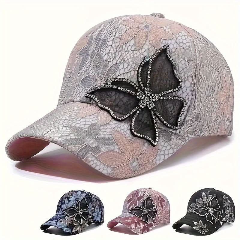 Women's Mesh Baseball Cap with Sequin Butterfly – Lightweight, Adjustable