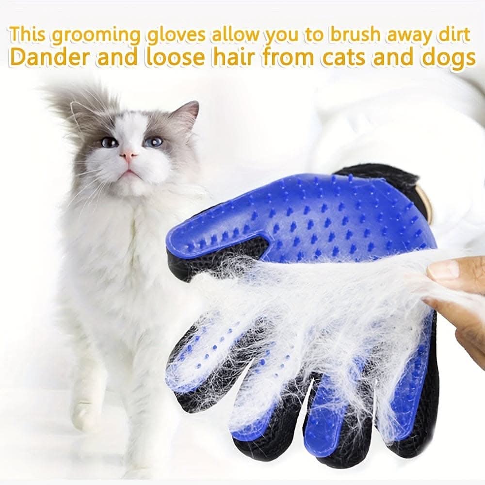 2pcs Deluxe Pet Grooming Gloves with Soft Bristle Mitts