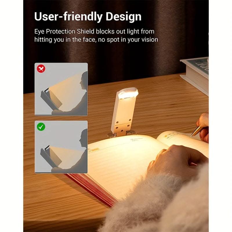 Rechargeable Clip-On Bookmark Light with Dimming – LED Reading Light for Books