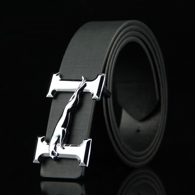 Men's Business Belt with Smooth Alloy Jaguar Design Buckle – 110cm