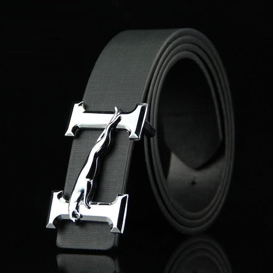 Men's Business Belt with Smooth Alloy Jaguar Design Buckle – 110cm