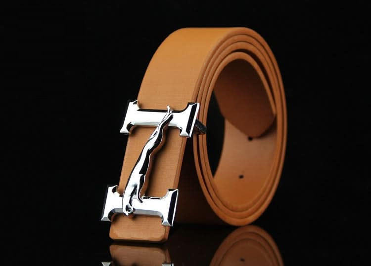 Men's Business Belt with Smooth Alloy Jaguar Design Buckle – 110cm