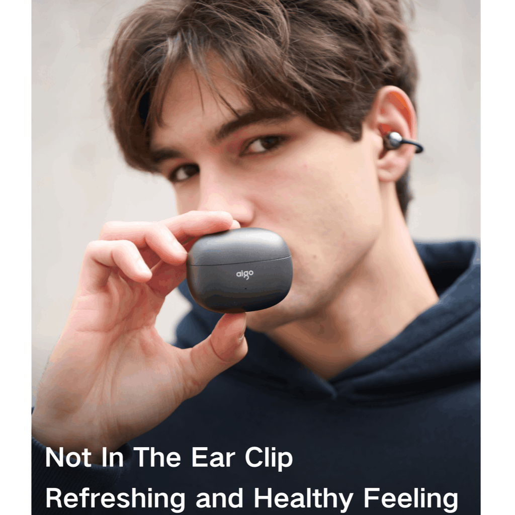 Open Design Ear Clip Earbuds, 52H Playback, Waterproof, Noise Reduction