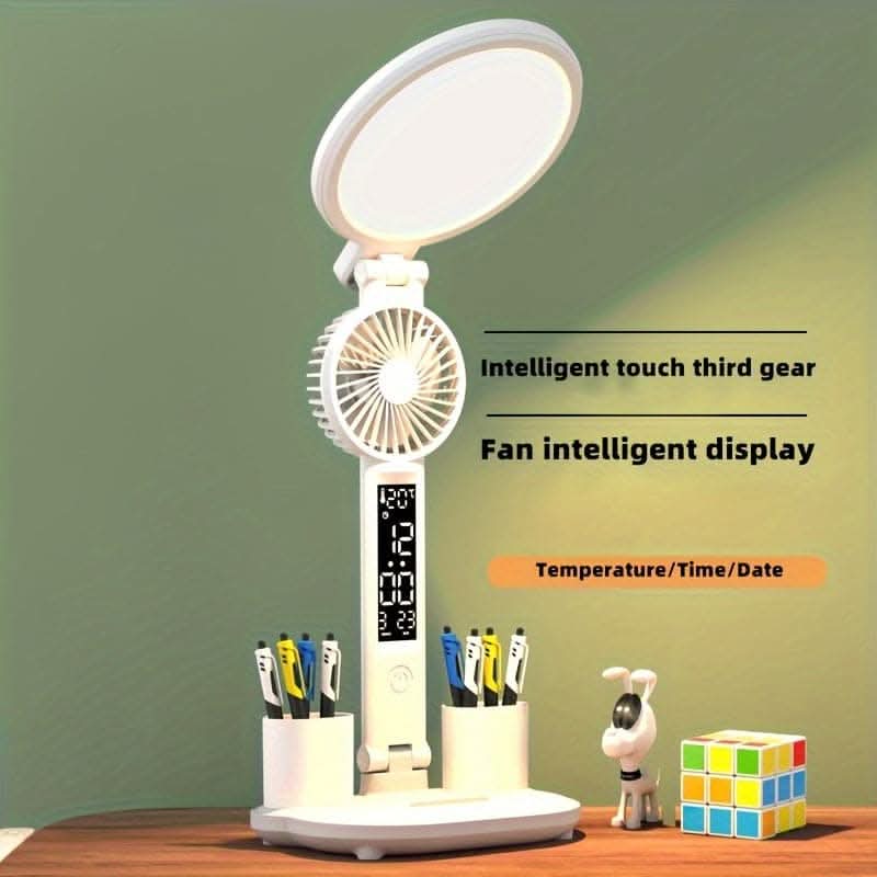 Adjustable LED Desk Lamp with Fan & Touch Control