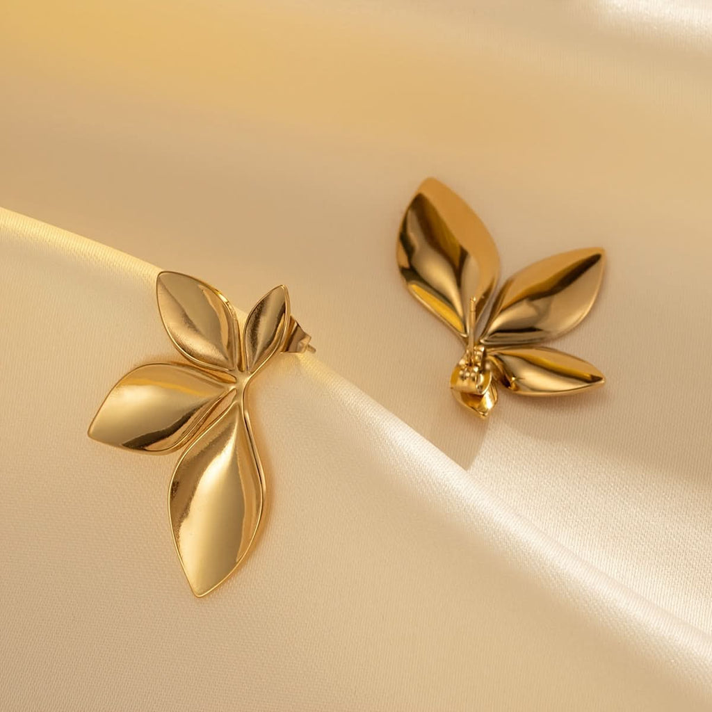 Vintage Leaf-Shaped Titanium Steel Pendant Earrings