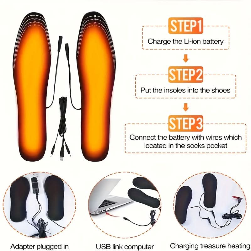 USB Heated Insoles – Washable, Custom Fit Warmth