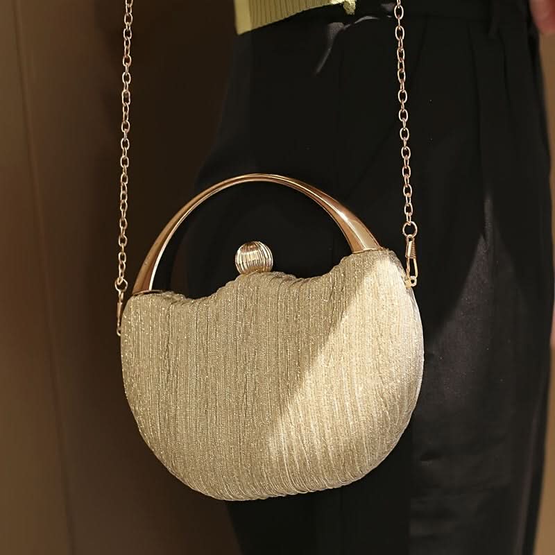 Vintage Black Glitter Clutch – Gold Handle