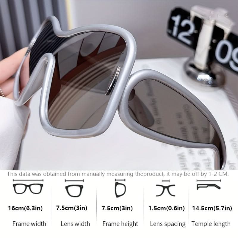 Oversized Square Frame Reflective Lens Glasses