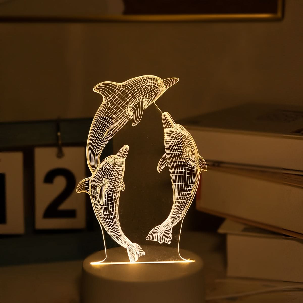 Vibrant USB Dolphin Night Light - Glowing Ocean Animal Lamp