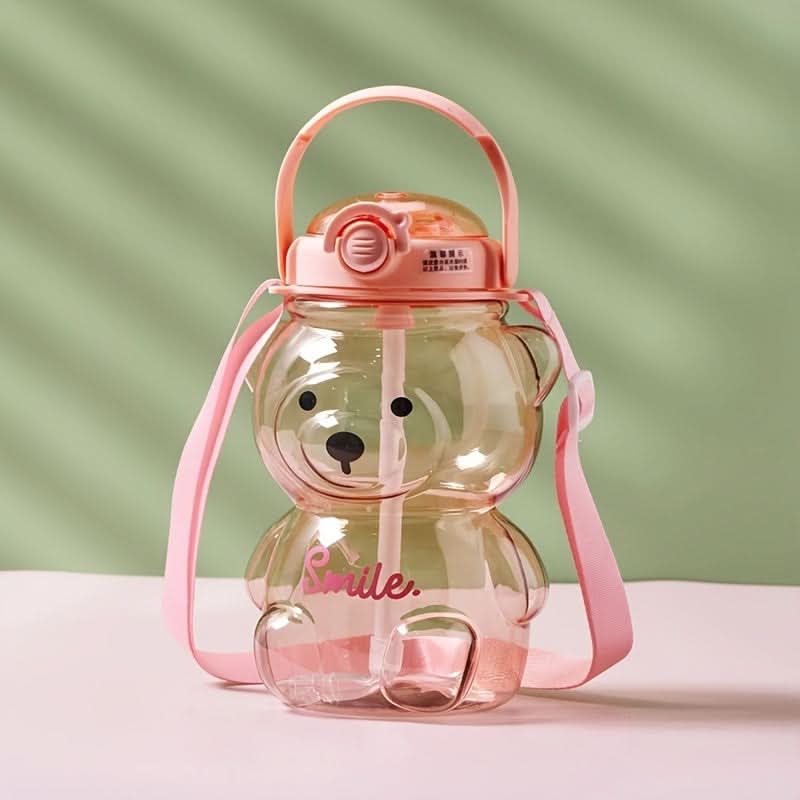 1000ml Kids' Cartoon Bear Straw Bottle – BPA-Free