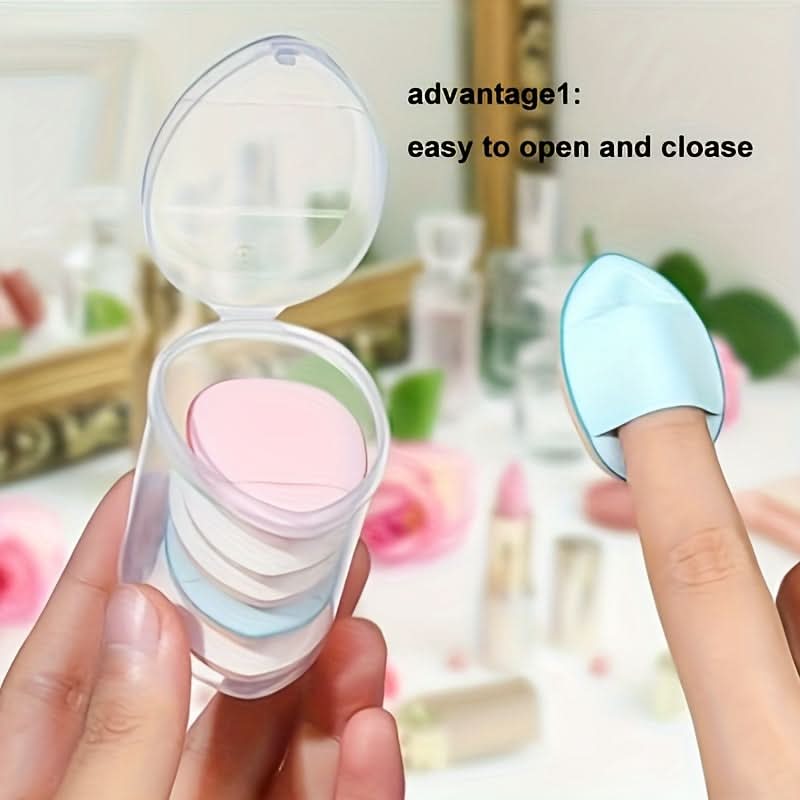 6pcs Mini Makeup Sponge Puff Set with Container