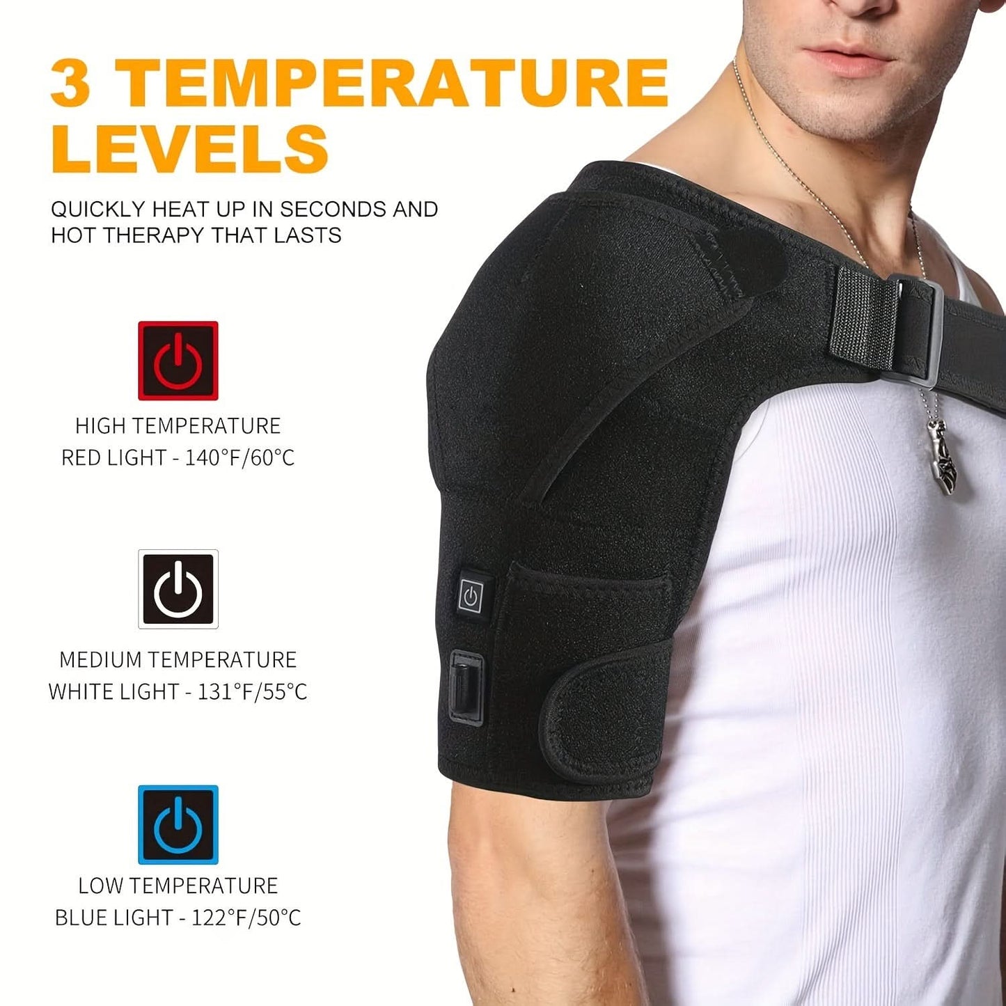 Heated Shoulder Brace with Hot/Cold Therapy - Adjustable Shoulder Wrap