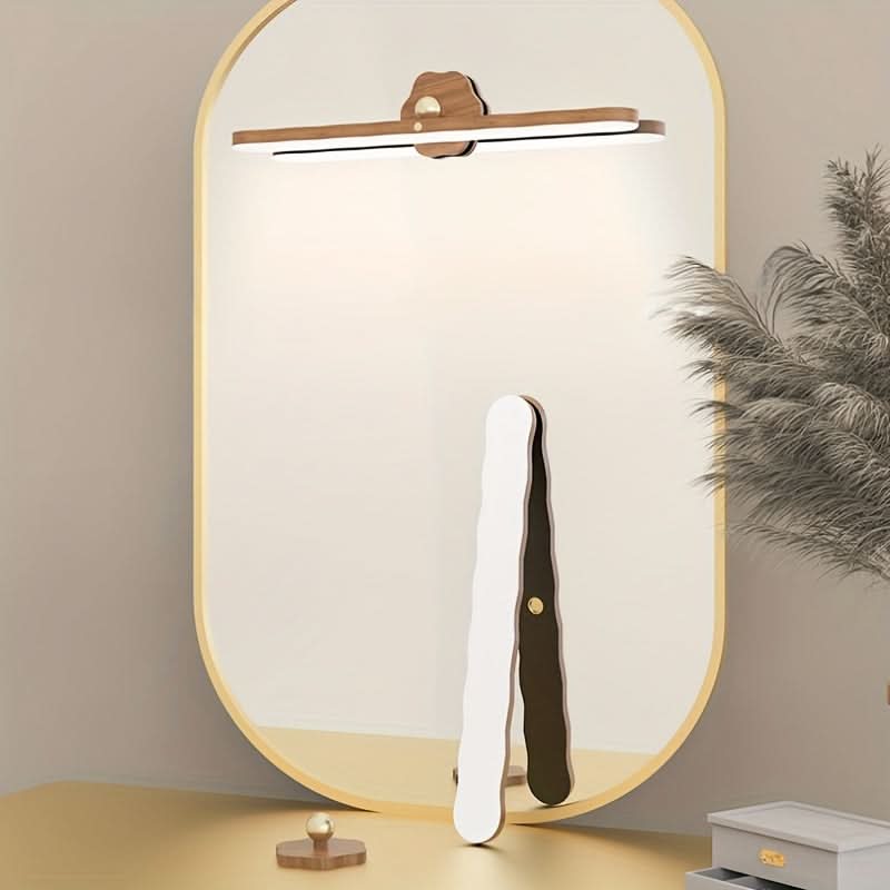 Rechargeable LED Mirror Light with Wooden Finish