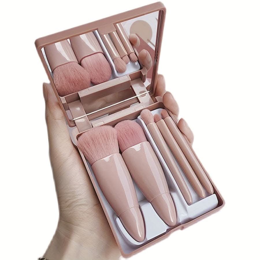 5-pack mini travel portable box with mirror and makeup brushes