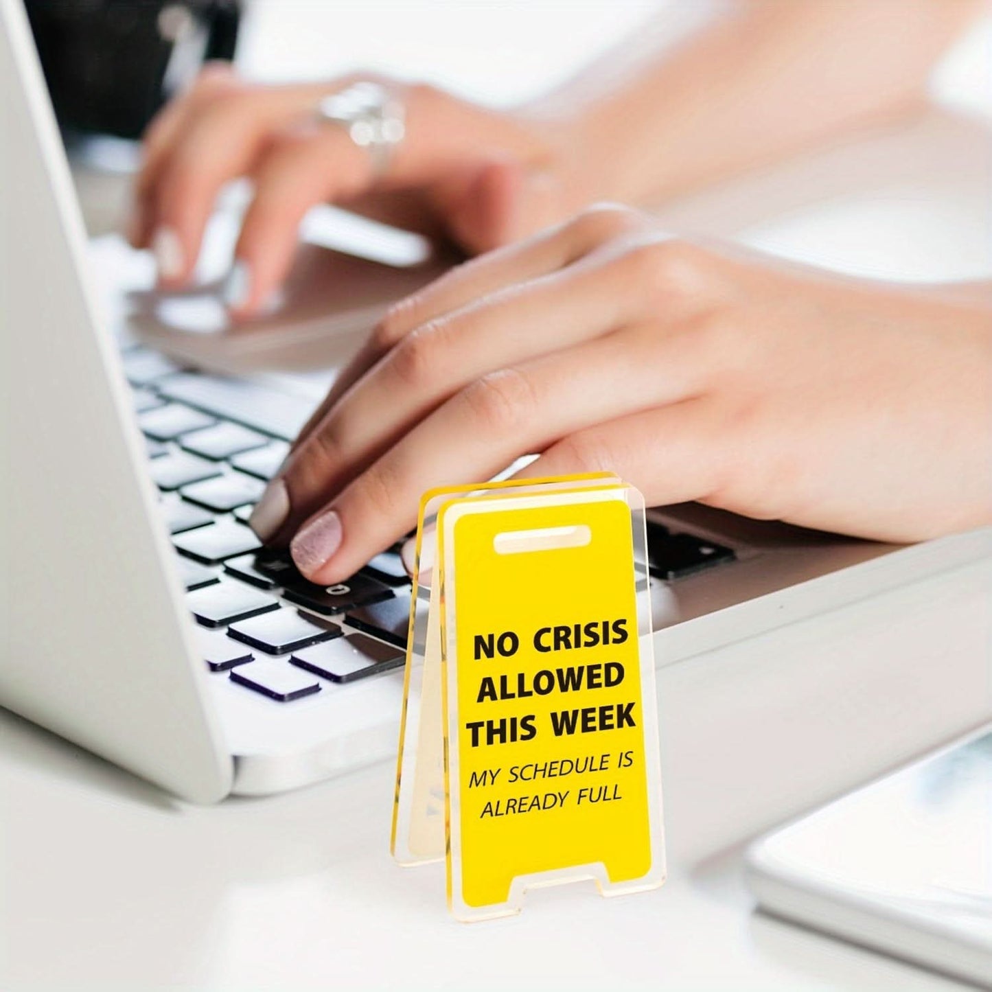 Funny 'No Crisis Allowed' Acrylic Desk Sign