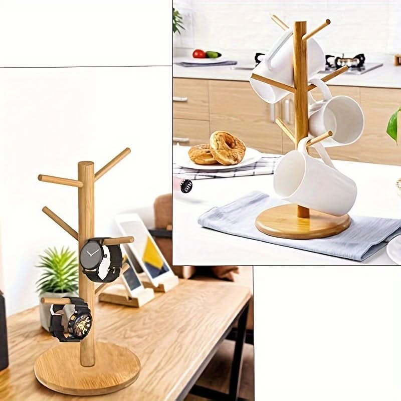 Wooden Tree Jewelry & Scrunchie Organizer Stand