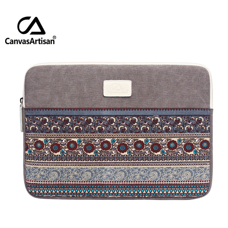 Boho Mosaic Canvas Laptop Sleeve – Shock-Resistant Ethnic Print Case for MacBook & Tablets