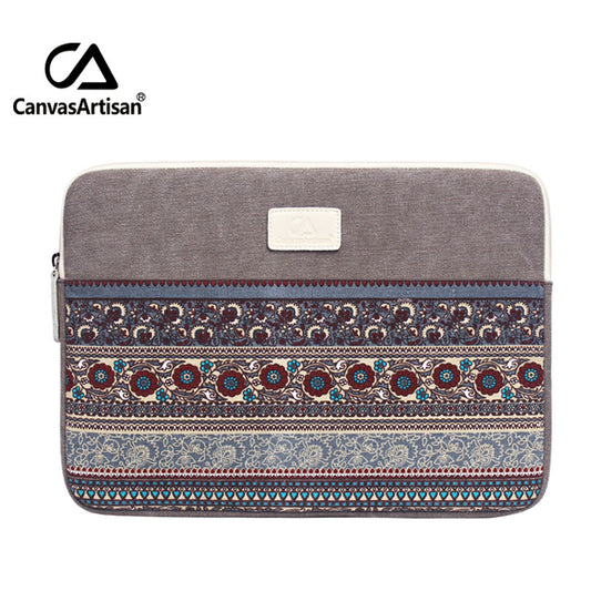 Boho Mosaic Canvas Laptop Sleeve – Shock-Resistant Ethnic Print Case for MacBook & Tablets