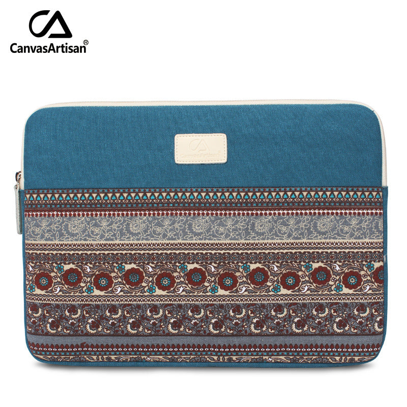 Boho Mosaic Canvas Laptop Sleeve – Shock-Resistant Ethnic Print Case for MacBook & Tablets