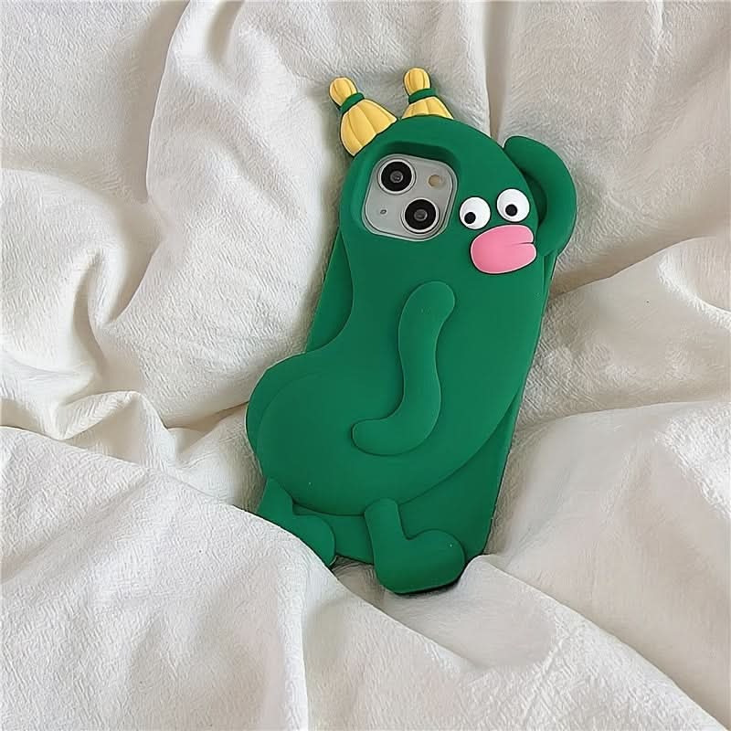 Cartoon Cucumber Silicone Case for iPhone