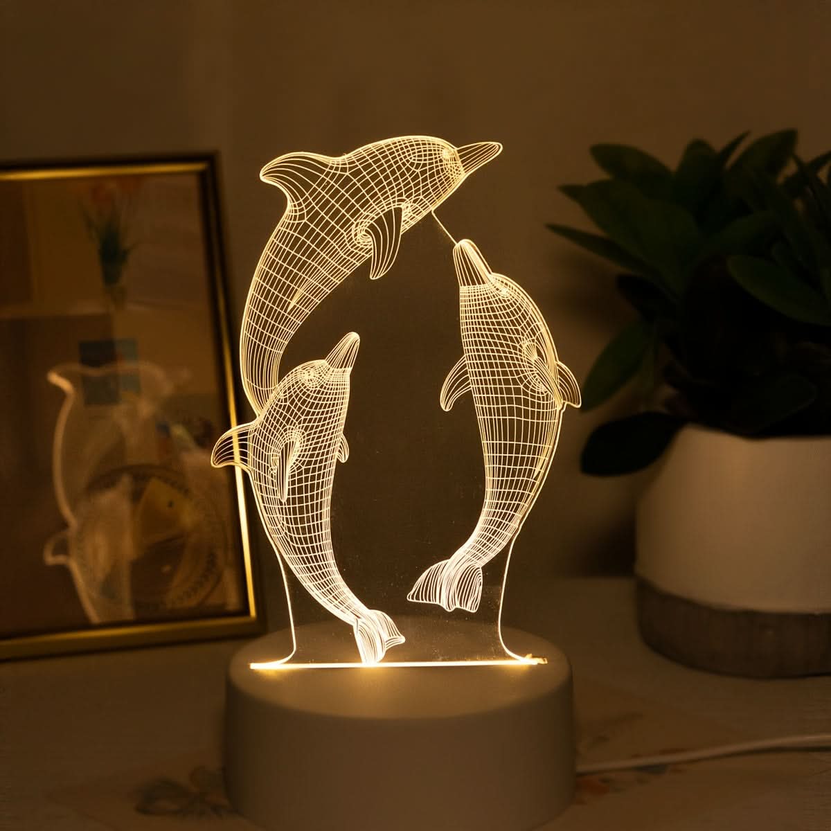 Vibrant USB Dolphin Night Light - Glowing Ocean Animal Lamp