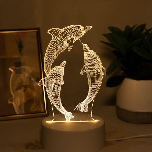 Vibrant USB Dolphin Night Light - Glowing Ocean Animal Lamp