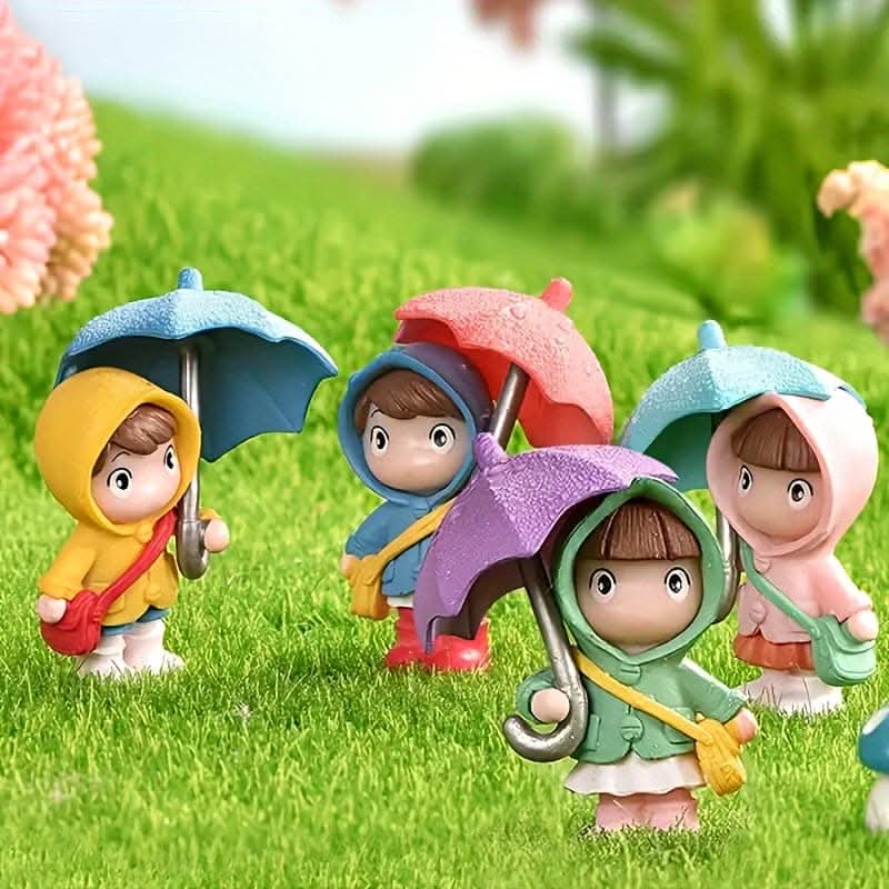 4-Piece Cute Umbrella Girl Car Center Console Decor Set