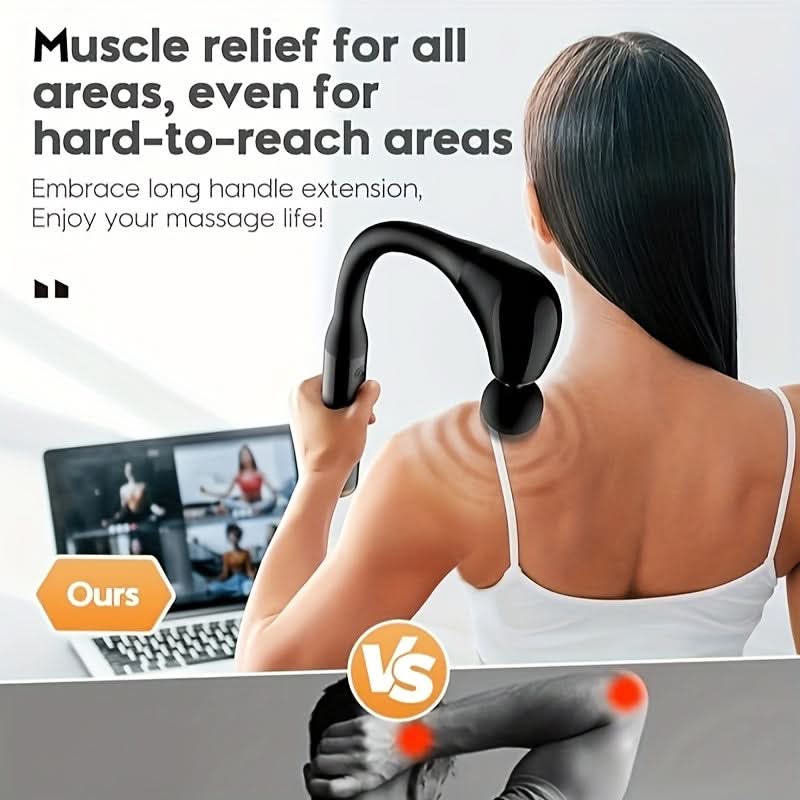 Adjustable Speed Deep Tissue Massage Gun - Ergonomic U-Shaped Massager