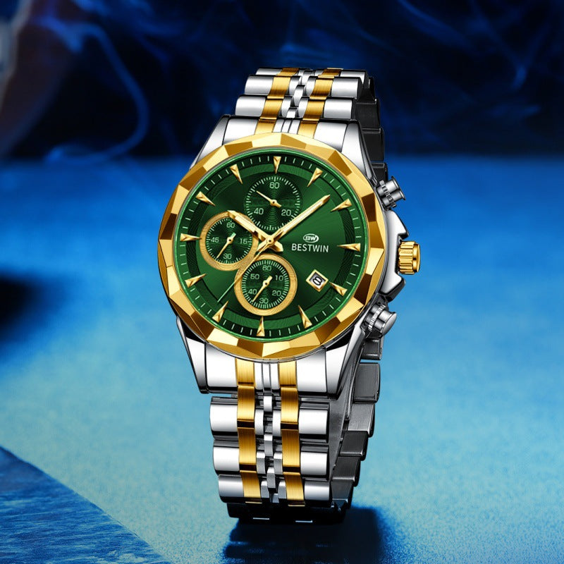 Bestwin BW1734 Luminous thin steel quartz watch for men