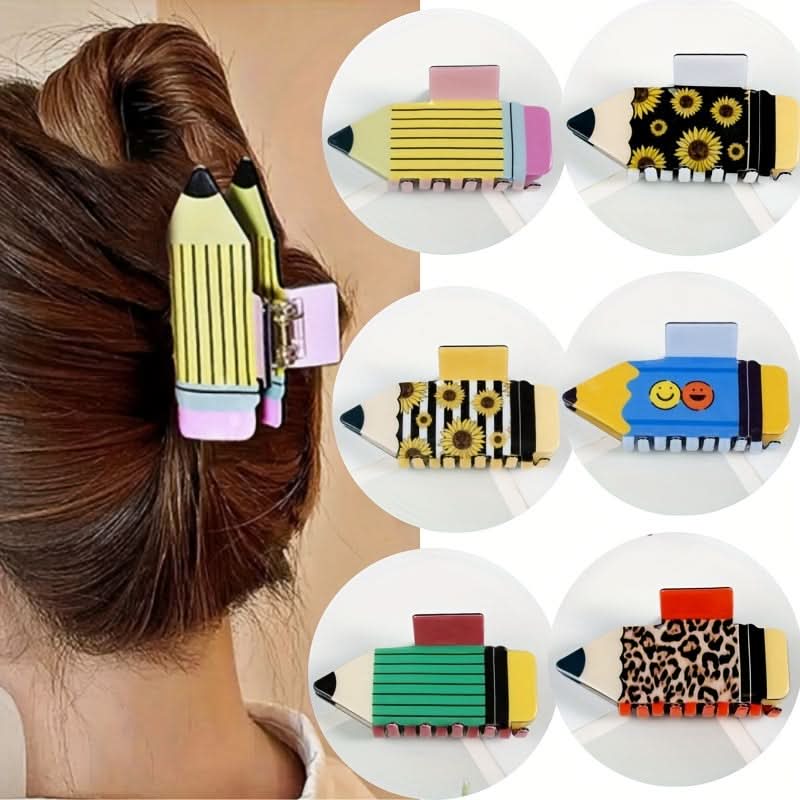 6PCS Cute Pencil-Shaped Hair Claw Clips